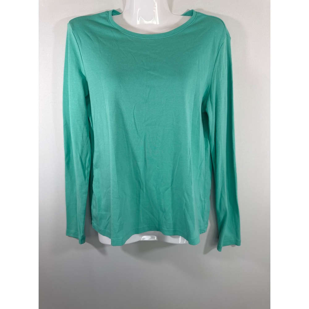 Talbots Teal Pima Cotton Crew Neck Top Women MP Petite Casual Classic